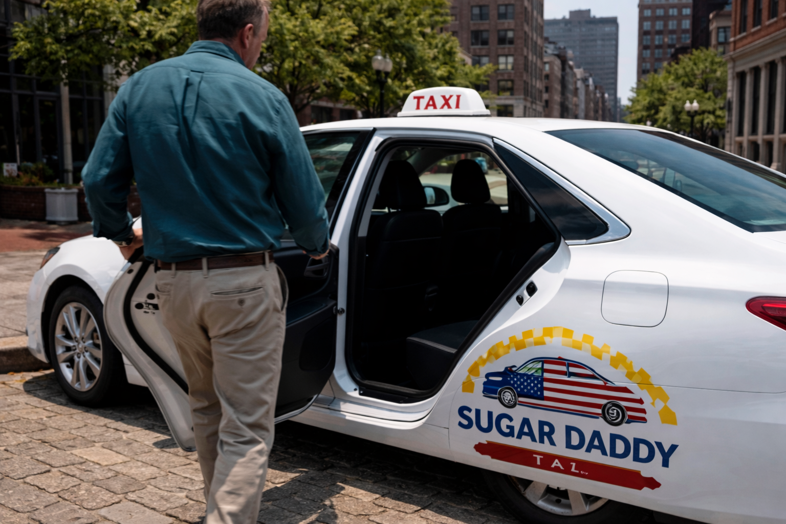 Passenger entering a taxi